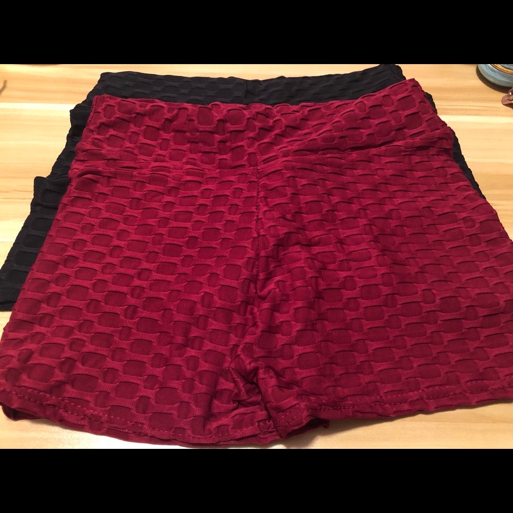 Burgundy Honeycomb Booty Scrunching Shorts